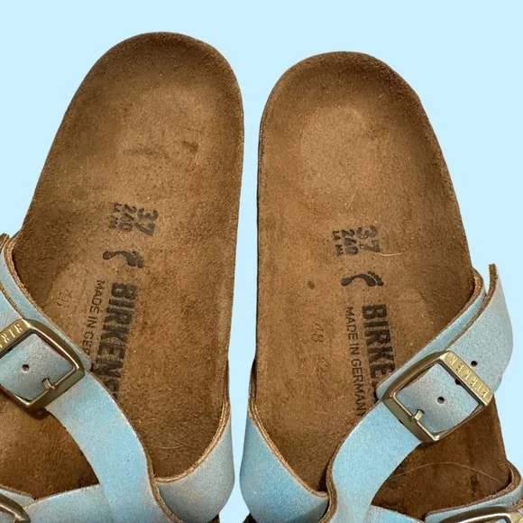 Birkenstock Blue Sandals with Cork Footbed and Metallic Straps - Picture 4 of 10